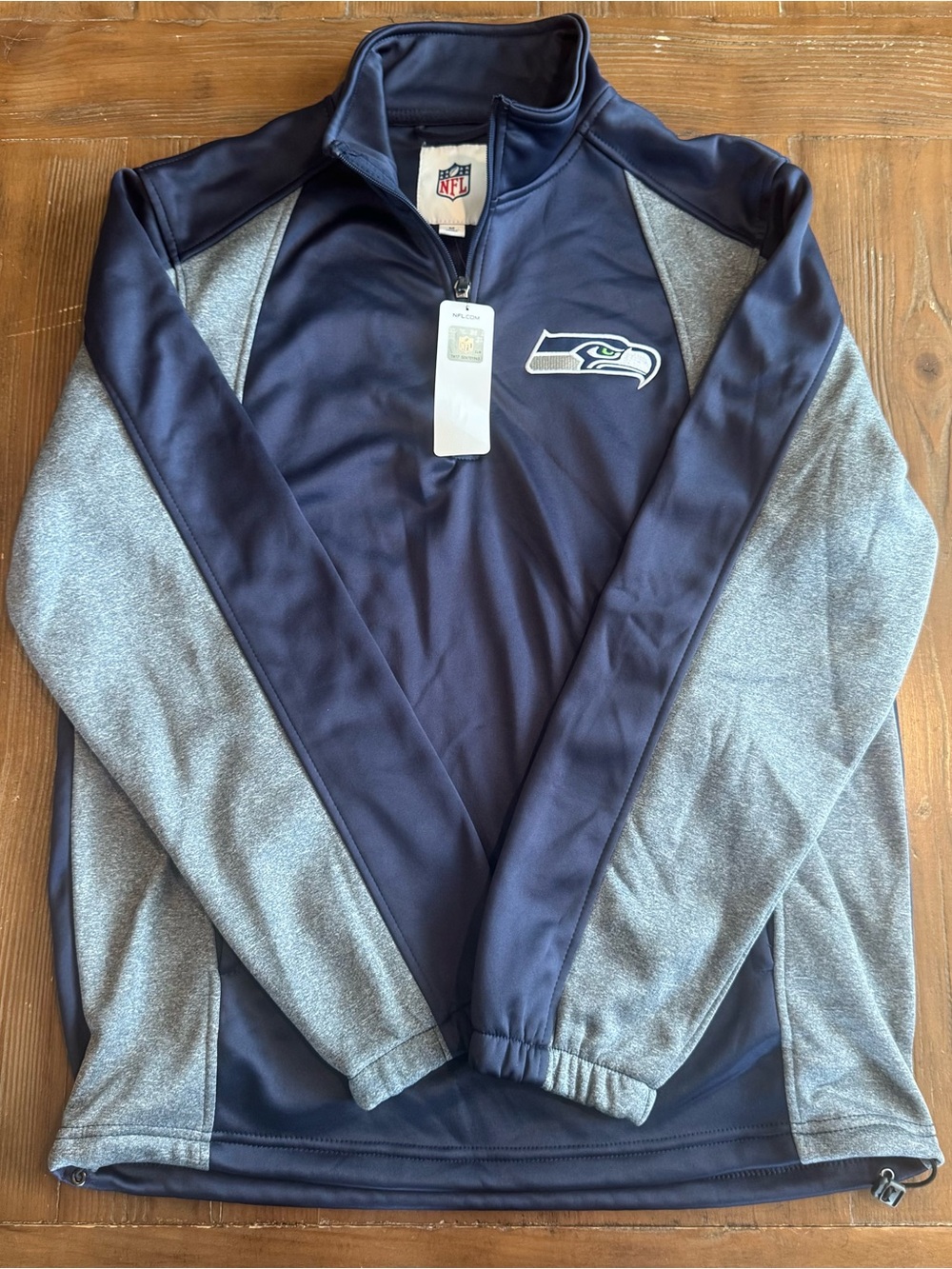 NFL Seattle Seahawks Navy and Gray Quarter-Zip Pullover